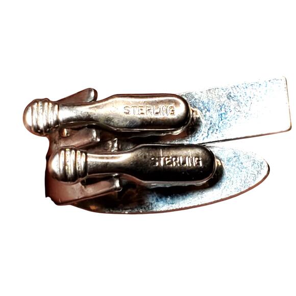 Tie Clip Lot Sterling Swank Signed .5" Lot of 3 Vtg - Picture 3 of 5